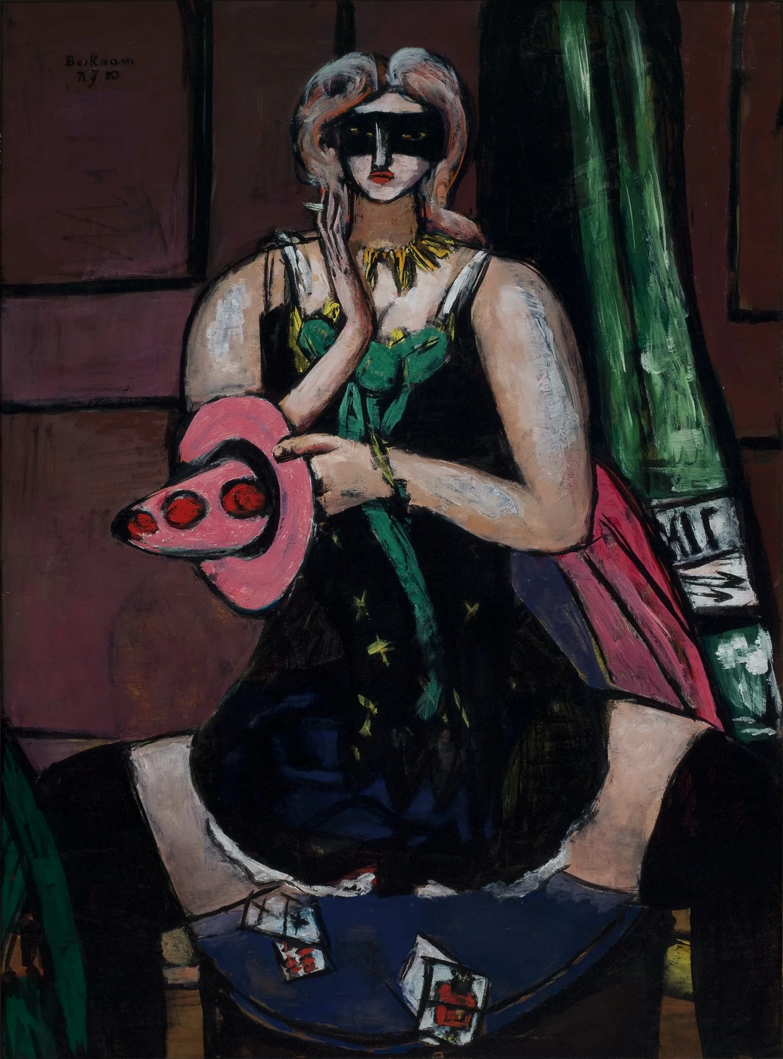 Maschera di carnevale, verde, viola e rosa (Colombina), 1950 - Saint Louis Art Museum